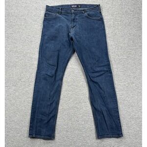 Patagonia Jeans Mens 36x32 Blue Denim Straight Stretch Outdoor Hiking *HOLE*